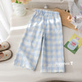 Girls' Plaid Wide-Leg Pants - Loose Fit Fall Pants