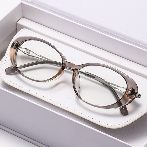 Rhinestone Presbyopia Glasses Fashionable Retro Oval Round Blue-Light Lens HD Elegant Bare Face Design Detail Reading Glasses