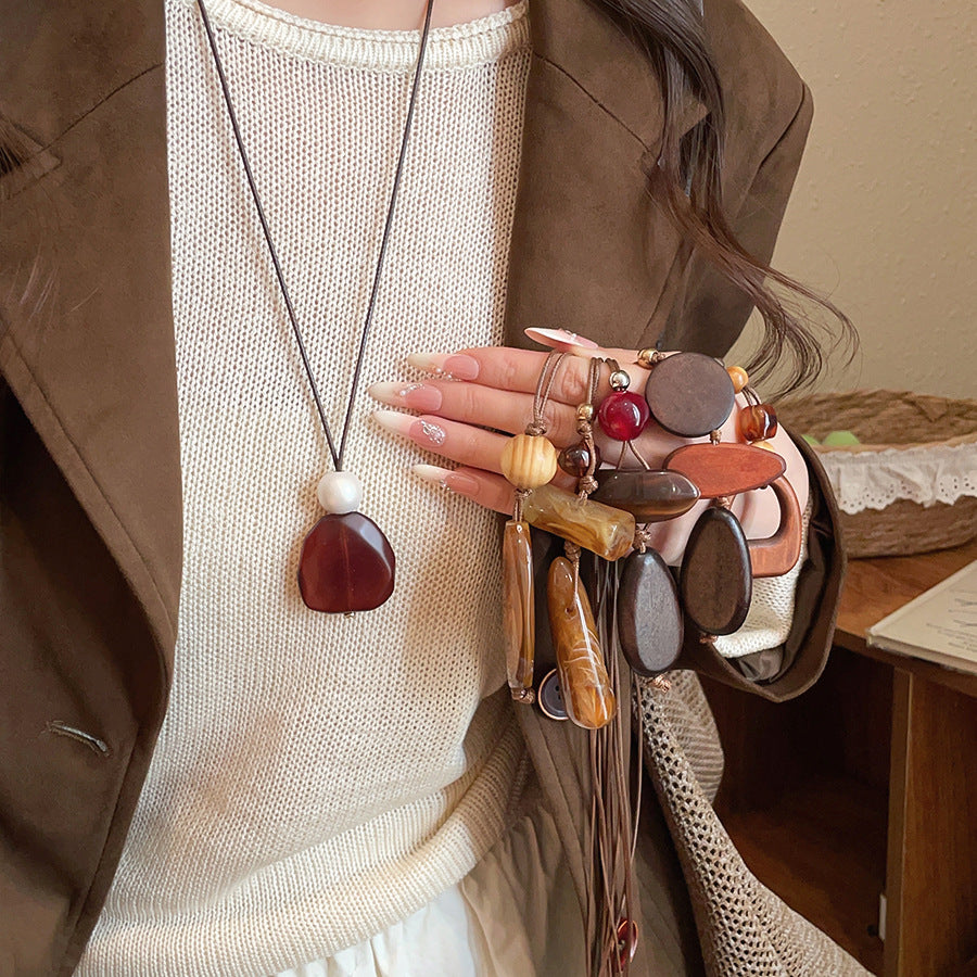 Acrylic Oval Pendant Cord Necklace - view 3