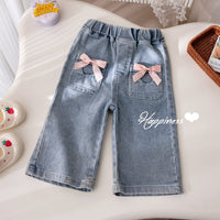 Girls' 3D Bow Straight Jeans - Spring/Fall