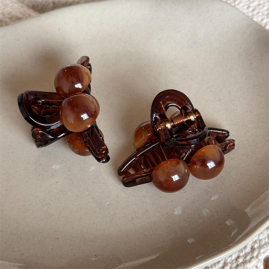 Minimalist Brown Round Mini Hair Clip - view 2