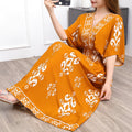 Women's Chinese French Short Sleeve V-Neck Printed Dress + Skirt 2026 - 1-1#
