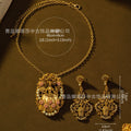 Vintage Accessory Summer New Heavy-Duty Creative Necklace Brooch 2-in-1 Western Artsy Retro Jewelry Set