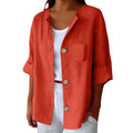 Summer Retro Fashion Linen Cotton Short Sleeve Loose Cardigan + Shirt