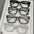Anti-Blue Square Frame Plano Women Contrast Stud Simple Slender Stylish Glasses Frame Western Trendy Frame