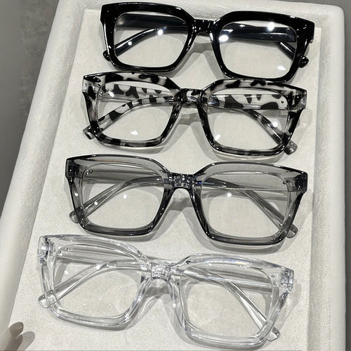 Anti-Blue Square Frame Plano Women Contrast Stud Simple Slender Stylish Glasses Frame Western Trendy Frame