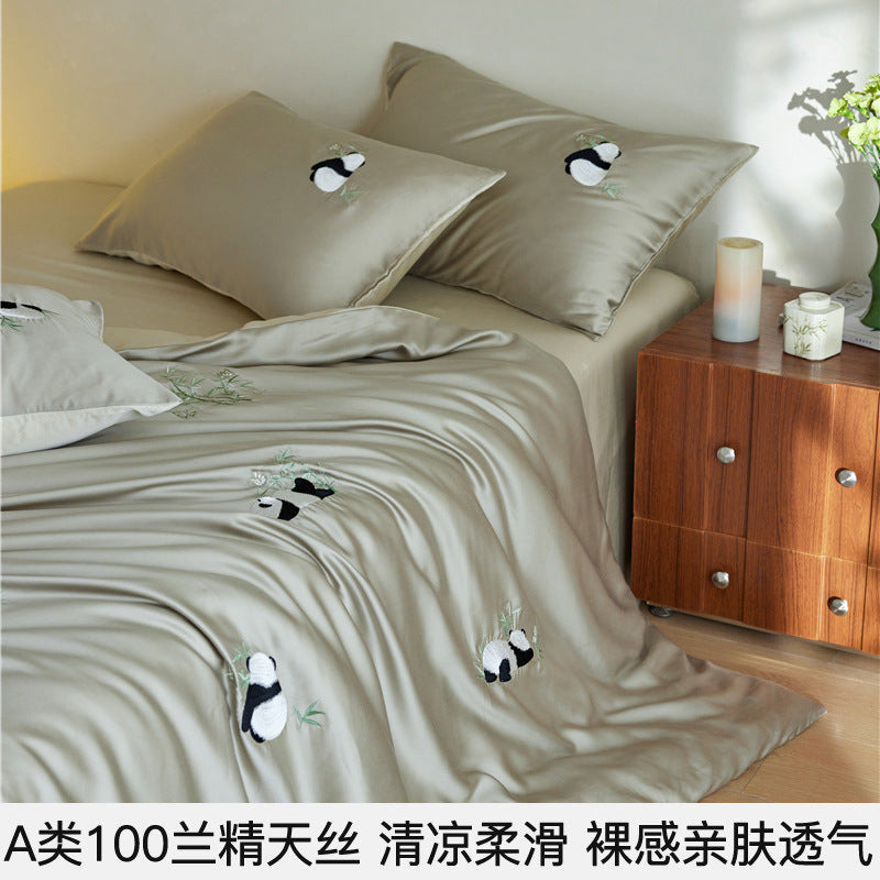 Panda Embroidered TENCEL Cooling 4-Piece Bedding Set - view 2