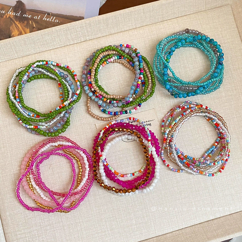 Colorful Layered Seed Bead Bracelet Set - view 4