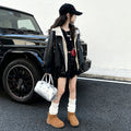 Girls' Premium Hooded Leather Jacket