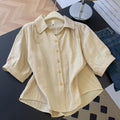Summer Korean Casual Mesh Cotton Half Sleeve Double-Layer Lightweight Shirt