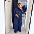 Vintage Denim Shawl Collar Cardigan + Straight Leg Pants Set