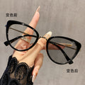 Photochromic Cat-Eye Prescription Glasses Overseas American Trendy Western Metal Big Frame Retro Premium Bare Face Prescription Sunglasses