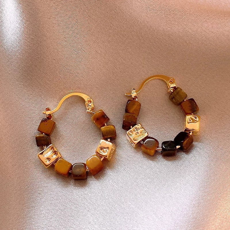 Vintage Tiger's Eye Statement Earrings - view 12