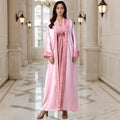 Women's Long Sleeve Dress + Cardigan 2-Piece Set 2026 | Layered Cardigan - Sakura Pink