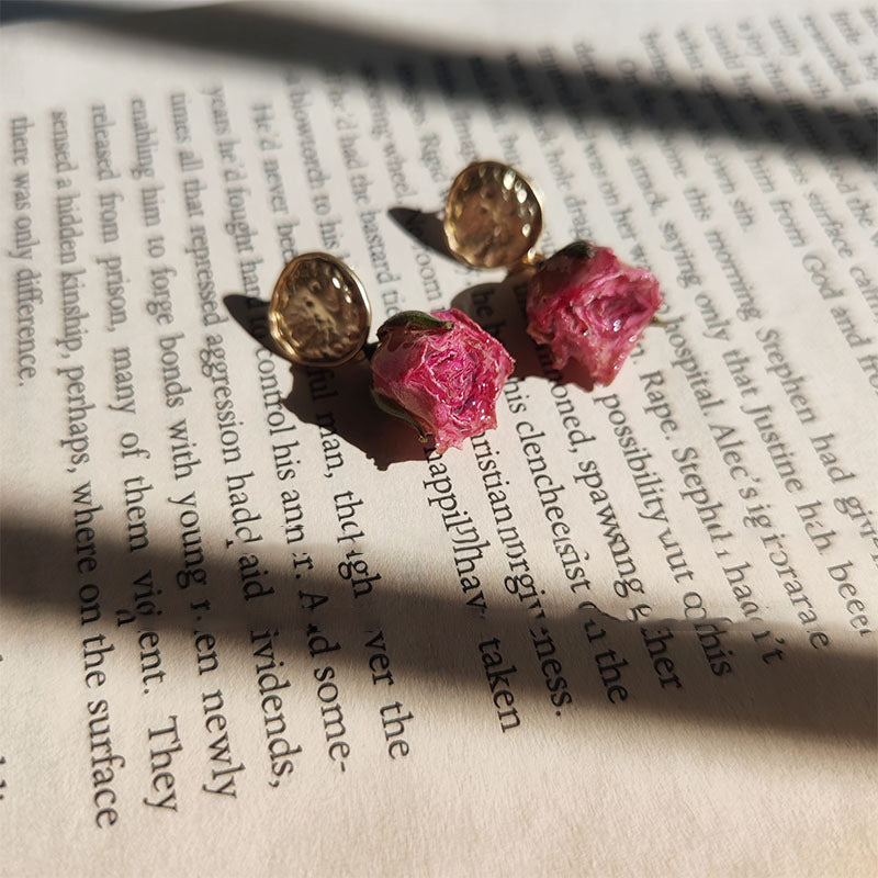 Preserved Flower Rose Drop Earrings - view 3