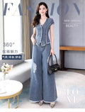 Summer Fashion Elegant Wide Leg Pants 2-Piece Set