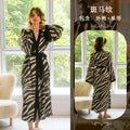 菲韵法式仿真丝系带长款轻奢家居服法式复古斑马纹长袖睡袍女211