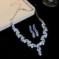 Silver Wave Shadow Full Diamond Super Sparkle Twisted Jewelry Set Banquet Party Style With Necklace Light Luxury Niche Necklace Women