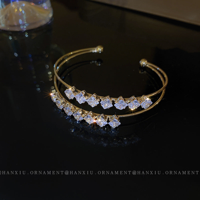 Zircon Bow Open Cuff Bracelet - view 3