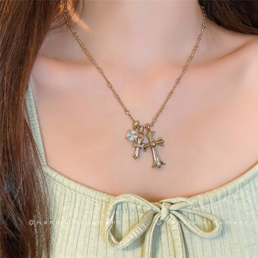 Sparkling Irregular Zircon Pendant Necklace - view 3