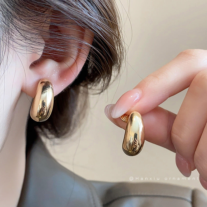 Metal Oval Teardrop Clip-On Earrings - view 3
