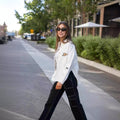 Women's Spring School Fashion Embroidered Long Sleeve Cropped Jacket 2026 - White