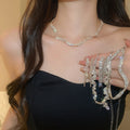 Silver Wave Shadow Full Diamond Super Sparkle Twisted Jewelry Set Banquet Party Style With Necklace Light Luxury Niche Necklace Women