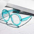 Round Big Frame Plano Women Overseas American Outfit Blue-Light Glasses Frame Influencer Street Snap Personality Trendy Frame