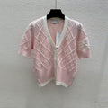 Spring School V-Neck Fake Two-Layer Color-Block Knit Top + Cardigan