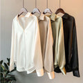 Spring-Summer Retro Versatile Satin Long Sleeve Drapey Shirt