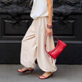 Spring-Summer Casual Relaxed Cotton Loose Wide Leg Lantern Pants