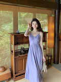 Purple Camisole Fitted Beach Dress, Date Night Style