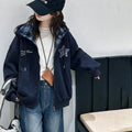 Girls' Plaid Spliced Hooded Zip Cardigan Coat