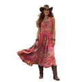 Retro Bohemian Print V-Neck Sleeveless Dress, 2026