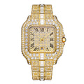 Export Overseas Hot Sale Fashionable Square Rhinestone Full Diamond Mens Watch La Horse Engrave Degree Premium Waterproof Quartz Watch