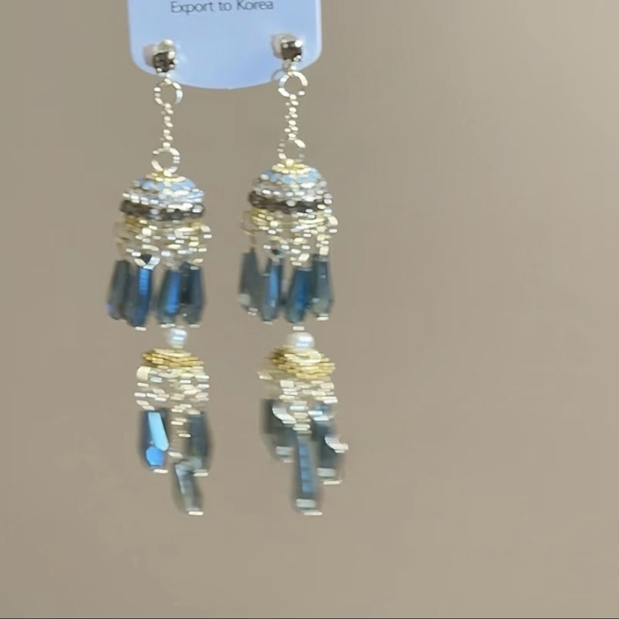 Bohemian Crystal Teardrop Beaded Tassel Earrings - view 11