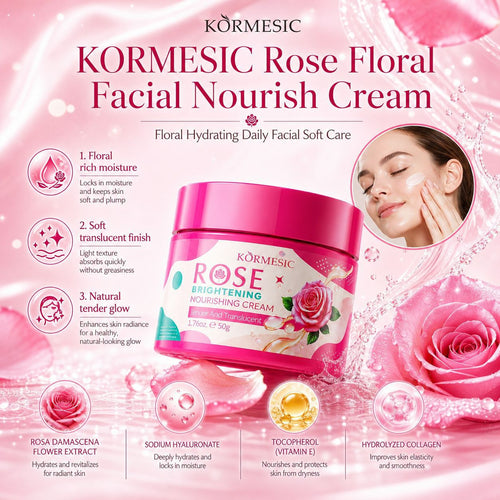 全英文KORMESIC玫瑰植萃焕亮保湿面霜Face cream多重润肤深层补水