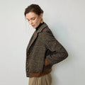 Fall Casual Long Sleeve Lapel Collar Plaid Fitted Set