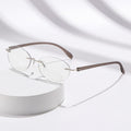 Ultra-Light Anti-Blue-Light Reading 8 Hole Premium Rimless Frame Diamond Beveled Single Vision Medium Elderly Reading Glasses