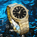 Cross-Border Hit Watch Men Fashionable Formal Luxury Starry Glow Waterproof Steel Band Quartz Watch Factory Direct
