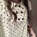 Summer Korean Slimming Short Sleeve Peter Pan Collar Polka Dot Cropped Shirt