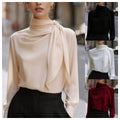 Office Luxury Satin Long Sleeve Stand Collar Shirt