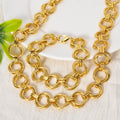 Overseas Dubai Coated 18K Gold Pair Band Spliced Chain Gold Bracelet Necklace 2-Piece Set Simple Hip-Hop Plain Chain