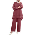 Fashion Double-Layer Loose Wide Leg Pants + Top Set