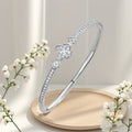 Overseas In Stock Flower Cubic Zirconia Bangle Light Luxury Fashionable Influencer Elegant Bracelet Premium Mother of Pearl Four Leaf Clover Jewelry