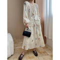 New Chinese Retro Tie-Front Floral Fringe Skirt + Shirt + Shorts 3-Piece Set