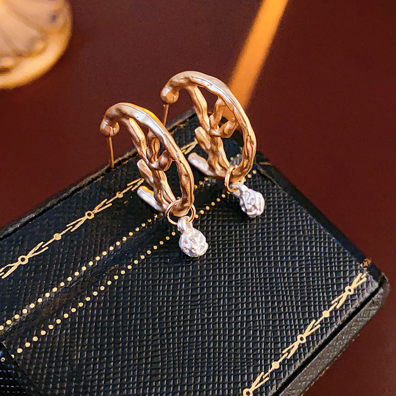 Vintage Rhinestone Flower Pearl Stud Earrings - view 7