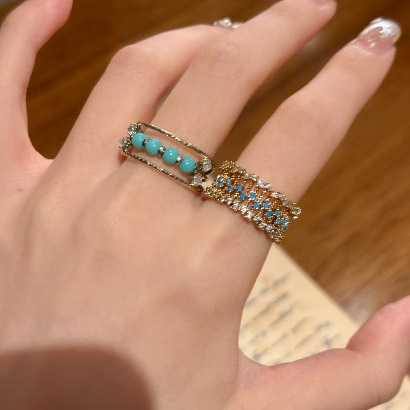 French Multi-Layer Zircon Open Ring - view 2