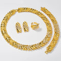 EU/US Import Bestseller 18K Bronze Ba Wheat Ears Set Inlay Full Diamond Necklace Bracelet Set Earrings Ring Banquet Women Set