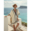 Bohemian Print V-Neck Loose Beach Dress, Summer Sun Protection
